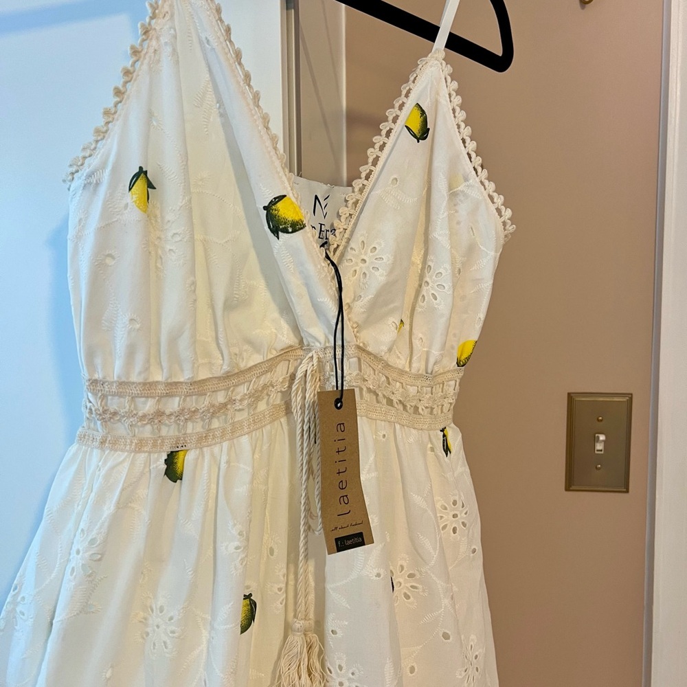 White Dress with Lemon Print